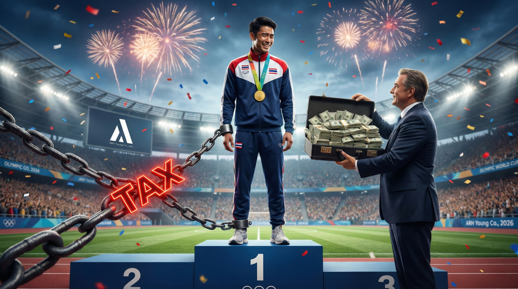 ภาพสัญลักษณ์นักกีฬาโอลิมปิก 2026 รับเงินอัดฉีดและภาระภาษี เพื่ออธิบายกฎหมายภาษีเงินได้โดยสำนักงานบัญชี